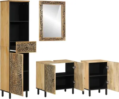Produktbild von vidaXL 4-tlg. Badmöbel-Set Massivholz Mango