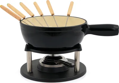 Zdjęcie produktu dla BBQ-Toro 9-częściowy żeliwny zestaw do fondue dla 6 osób, 2 L, emaliowany na czarno