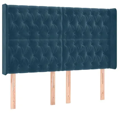 Produktbild von vidaXL Kopfteil mit Ohren Dunkelblau 147x16x118/128 cm Samt