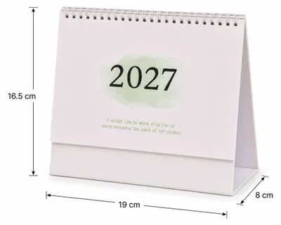 Obrázek produktu pro Stolní kalendář 2026-2027, zelený, pro akademický rok, 1 strana na týden, vhodný do kanceláře i do domácnosti