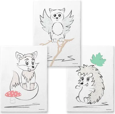 Produktbild von PRICARO Leinwand "Waldtiere", 20 x 30 cm, 3er Set