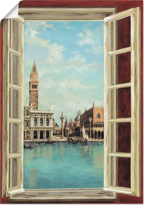 Produktbild von ARTland Poster Fenster mit Blick auf Venedig Größe: 70x100 cm