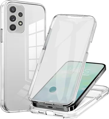 A clear, transparent phone case is shown, with a phone inside it, and another phone case is shown separately.