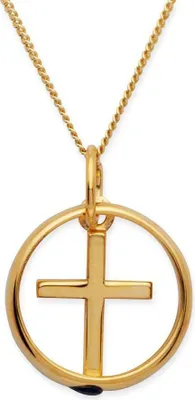 Produktbild von Unique Gold Taufring: 333er Saphir Kreuzanhänger KTR0023