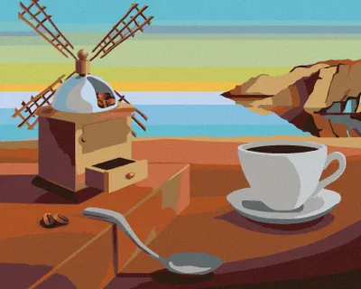 Zdjęcie produktu dla Zuty - Painting by Numbers - SURREALISTIC COFFEE - INSPIRATION BY S. DALÍ, 40x50 cm, bez ramy i bez płótna
