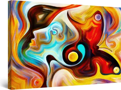 Produktbild von Startonight Bilder Farbiges Frauen Gesicht Simona, Leinwandbilder  Abstrakte Wandbilder XXL 80 x 120 cm, Tag Nacht Bild