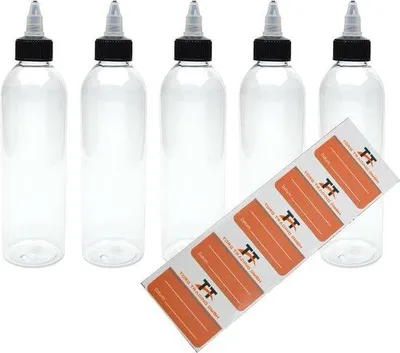 Image de 5 bouteilles en PET de 250 ml avec bouchon à vis
