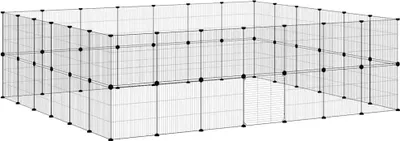 Immagine prodotto di vidaXL Gabbia per animali domestici da 52 pezzi con porta nera 35x35 cm in acciaio