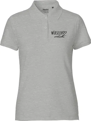 Produktbild von Huuraa Damen Polo Shirt Würselen verliebt XS Sport Grey Bio Baumwolle Fairtrade Poloshirt Geschenkidee