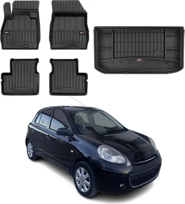 Produktbild von OMAC Fußmatten & Kofferraumwanne Set für Nissan Micra 2010-2017 Gummi Schwarz 5x