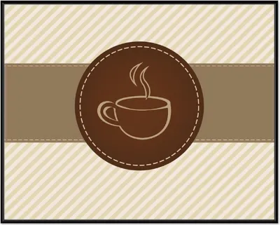Produktbild von Wallario Wandbild Kaffee-Menü - Logo Symbol für Kaffee, Größe: 40,30 x 50,30 cm, Poster mit schwarzem Aluminiumrahmen