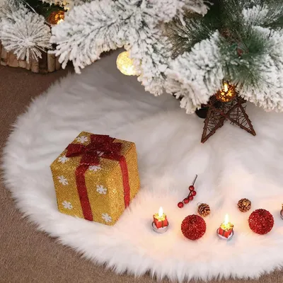 Immagine prodotto di Copertura rotonda per albero di Natale, diametro 120 cm, colore bianco, in peluche