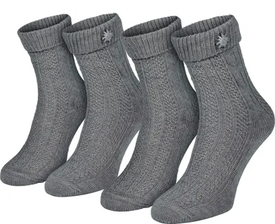 Produktbild von 2 Paar Trachtensocken für Damen und Herren - Schoppersocken mit Zopfmuster, ideal für Trachten,  und Volksfeste Grau-39/42