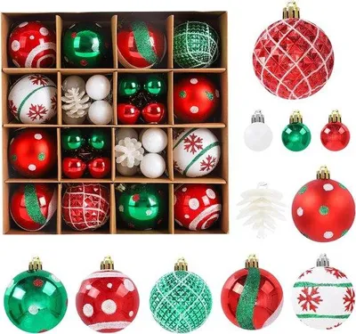 Produktbild von Weihnachtsbaumdeko 42-teilig rot und grün