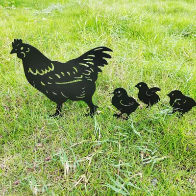 Produktbild von Metall-Gartendeko – Huhn, Hofkunst, Rasenfigur, rostfarben