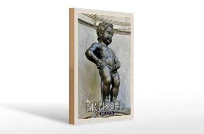 Produktbild von Holzschild Reise 20x30cm Brüssel Belgien Manneken Pis