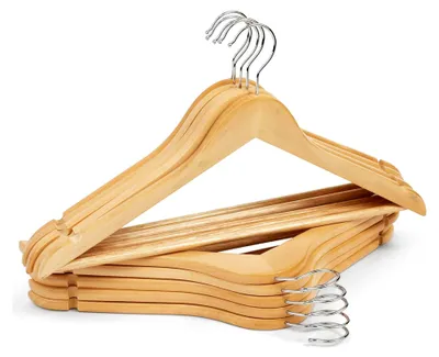 Produktbild von Premium Kleiderbügel aus Holz, langlebig, elegant, für Zuhause und Kleiderschrank (natürlich), 10-teiliges Set