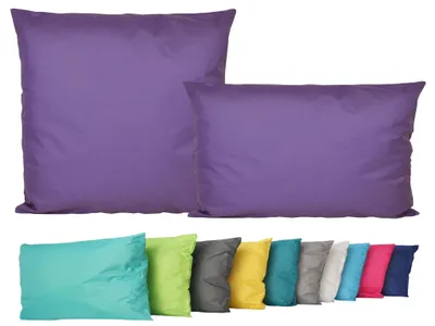 Produktbild von 2er Set Outdoor Lounge Kissen Set 45x45cm + 30x50cm Dekokissen Inkl. Füllung Wasserfest Sitzkissen Garten Lotus Effekt, Farbe:Lila