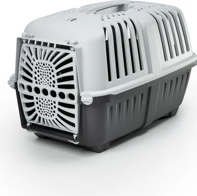 Produktbild von lionto Katzentransportbox, sichere Transportlösung für Katzen & kleine Tiere, Belüftung & Griff, 55x36x36 cm, anthrazit