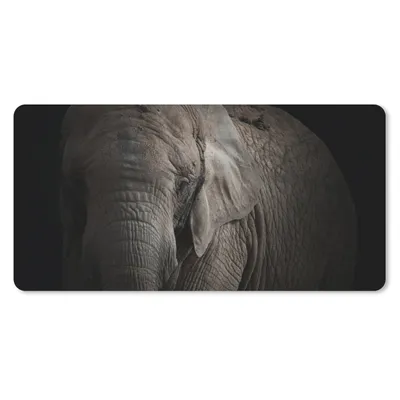 Produktbild von MuchoWow® Mauspad Mousepad Elefant - Porträt - Tiere - Schwarz 60x30 cm - Mousepads - Maus Mat - Pad - Mausunterlage - Nachhaltig