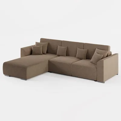 Produktbild von ECKSOFA LUMO L Links Braun Flechtwerk-Stoff mit Schlaffunktion und Bettkasten