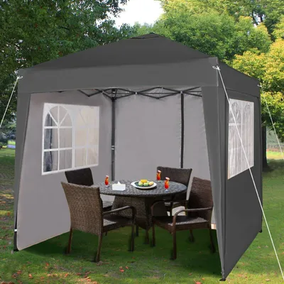 Produktbild von MCC® 2x2 Faltpavillon, Gartenpavillon, Klapp Pavillon, Festzelt, Partyzelt, mit 4 abnehmbaren Seitenteilen, Grau