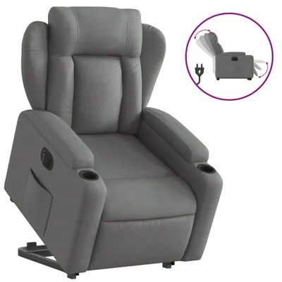 Produktbild von vidaXL Relaxsessel mit Aufstehhilfe Elektrisch Dunkelgrau Stoff