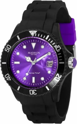 Produktbild von Madison U4486-01-1 New York "Candy Time" Damen Armbanduhr - schwarz/lila - Silikon