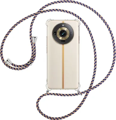 Produktbild von Handykette Backcover-Schutzhülle mit Band (Metall silberfarben) für Realme 11 Pro (6.7'') - blau+beige
