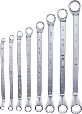 Immagine prodotto di Set di chiavi a doppio anello WGB 6-22 mm con offset profondo,  secondo DIN838, acciaio al cromo vanadio - 8 pezzi
