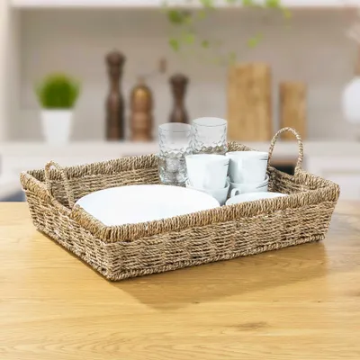Produktbild von Tablett, Griffe, Seegras 47.5 x 36 x 10.5cm