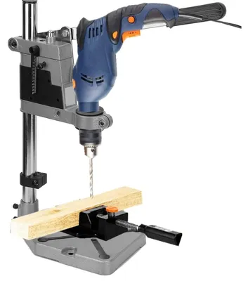 Imagen del producto de Soporte para taladro resistente a golpes - Trípode para taladro - Multifuncional - Profundidad máxima de perforación: 60 mm - Soporte ajustable - Fijación de precisión - Portabrocas
