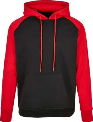 Produktbild von Build Your Brand Basic BB005 | Basic Raglan Hoody Kängurutasche - Farbe: Black/Red - Größe: M