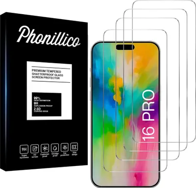 Produktbild von Hartglas für iPhone 16 PRO [4 Stück] Displayschutzfolie Screen Protector Film Anti-Kratzer Glas Resistant Phonillico®