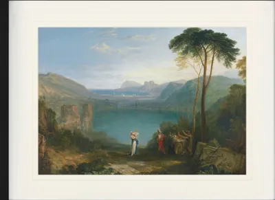 Produktbild von Joseph William Turner Zarámovaný obraz s podložkou | Obrazy na zeď | V rámu - Avernské jezero, Aeneas a Kumejská Sibyla, 1798 (60 x 80 cm)