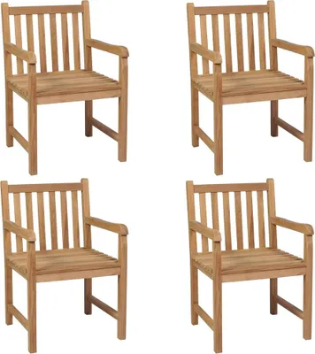 Produktbild von vidaXL Gartenstühle 4 Stk. mit Grünen Kissen Massivholz Teak