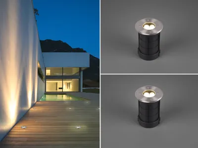 Produktbild von LED Bodeneinbauspot 2er Set rund Edelstahl Ø11cm Bodenstrahler Einfahrt Terrasse