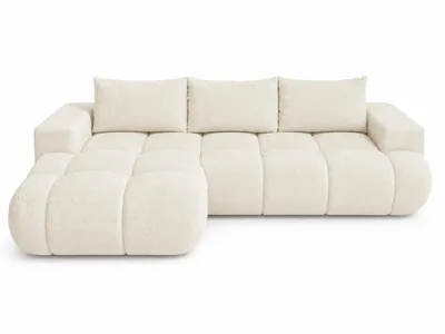 Produktbild von Ecksofa BUBBLE in Creme mit Schlaffunktion & Ottomane links, modernes Polstersofa, 275 × 70 x 170 cm, Liegefläche 160 × 216 cm, KI-generiertes Bild