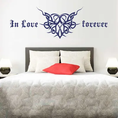 Produktbild von Wandtattoo - Wandaufkleber - Wandtattoo "In Love Forever" - 120cm x 40cm königsblau - Dekoration Küche Wohnzimmer Wand