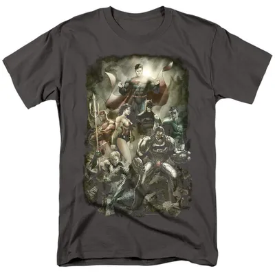 Produktbild von Justice League - "Aftermath" T-Shirt für Herren/Damen Uni TV39281 (L) (Holzkohle)