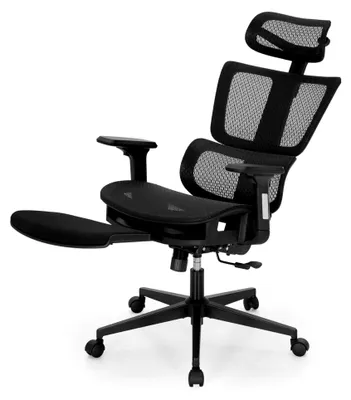 Produktbild von Ergonomischer Bürostuhl mit Fußstütze und verstellbarer Kopfstütze, atmungsaktiver Chefsessel mit 3D-Armlehnen und hoher Rückenlehne, Computerstuhl bis zu 160 kg belastbar