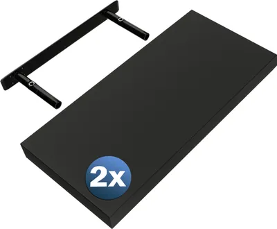Produktbild von CASARIA® 3x Wandregal Holz Schwarz Regal mit Halterung 15kg Tragkraft Hängeregal Küche Wohnzimmer Flur Wand Schweberegal Bücherregal Regalbrett Schwebend Matt 50cm