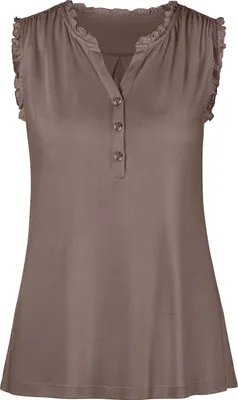 Produktbild von LASCANA Rüschentop mit Knopfleiste taupe Größe 32/34