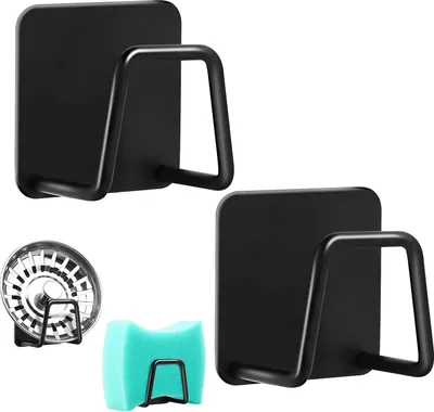 Produktbild von 2-teiliger Spülbecken-Schwammhalter, selbstklebend, Edelstahl 304, Edelstahl-Schwammhalter, Schwammhalter für Küche und Bad
