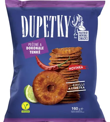 Zdjęcie produktu dla Dupetky Snack Chilli i Limetka 160g pieczone precelki talarki pikantne
