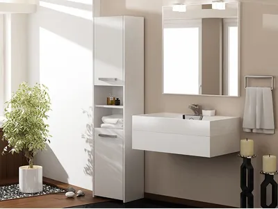 Produktbild von Badezimmerschrank Badschrank Hochschrank Badmöbel Schrank Modern 170x40cm weiß