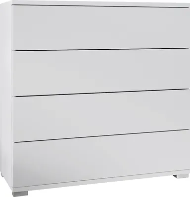 Produktbild von Vladon Kommode Pavos V3, Sideboard mit 4 Schubladen Weiß matt/Weiß matt (76 x 76 x 35 cm)