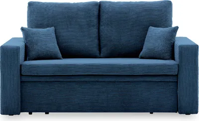 Produktbild von Sofa AIKIDO 150x85 - mit schlaffunktion - Farben zur Auswahl - modernen Sofa - mit Bettkasten - Moderner Cordstoff - Stoff POSO 005 Dunkelblau