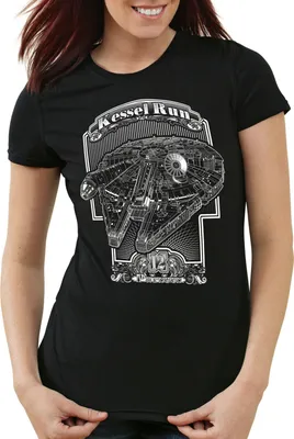 Produktbild von style3 Kessel Run 12 Parsecs Damen T-Shirt rasender falke sprung millenium falke, Größe:M