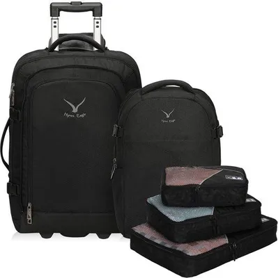Produktbild von Reistas 2-in-1 trolley mit abnehmbarer Handtasche und Packkästchen, 56x36x41cm, schwarz